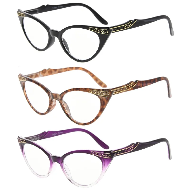 3 Pack Vintage Chic Readers Cat-eye Reading Glasses R914