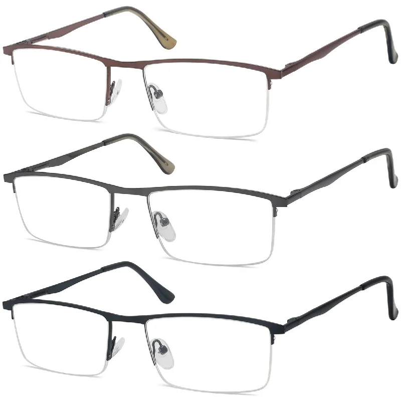 3 Pack Half-rim Metal Frame Reading Glasses R1614