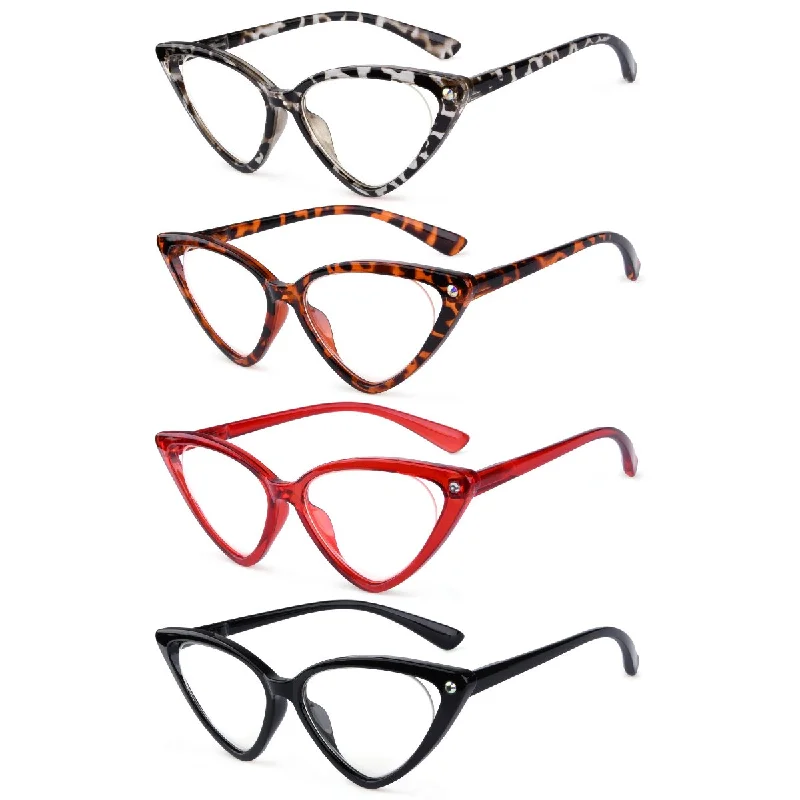 4 Pack Cat-eye Reading Glasses Stylish Readers R2134