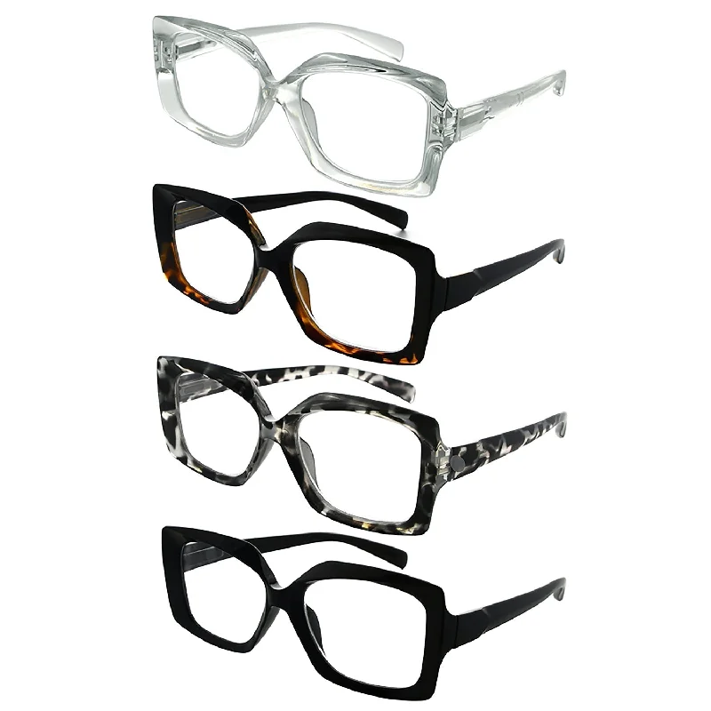 4 Pack Stylish Design Thicker Frame Reading Glasses R2010