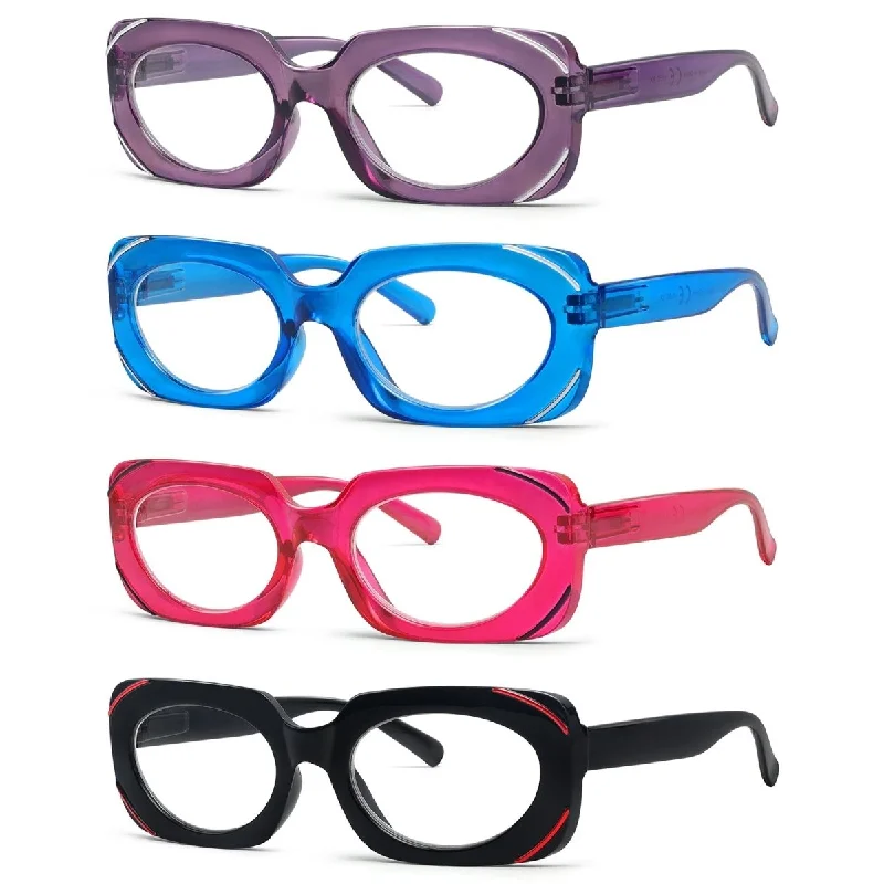 4 Pack Funny Reading Glasses Stylish Readers R2136