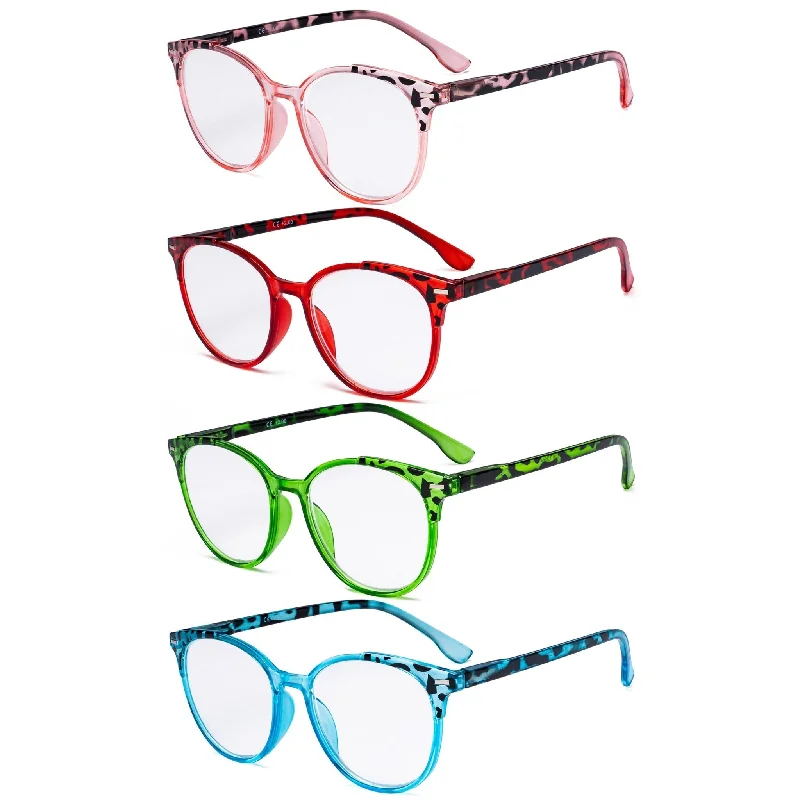 4 Pack Round Fashionable Reading Glasses R9002D