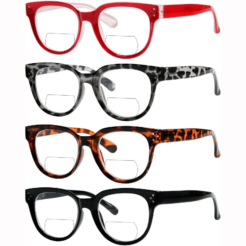 4 Pack Stylish Thicker Frame Bifocal Reading Glasses BR9110