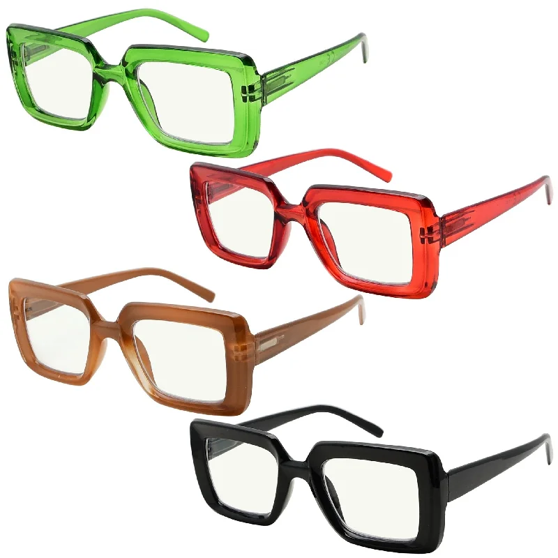 4 Pack Stylish Thicker Frame Multifocus Reading Glasses M2101