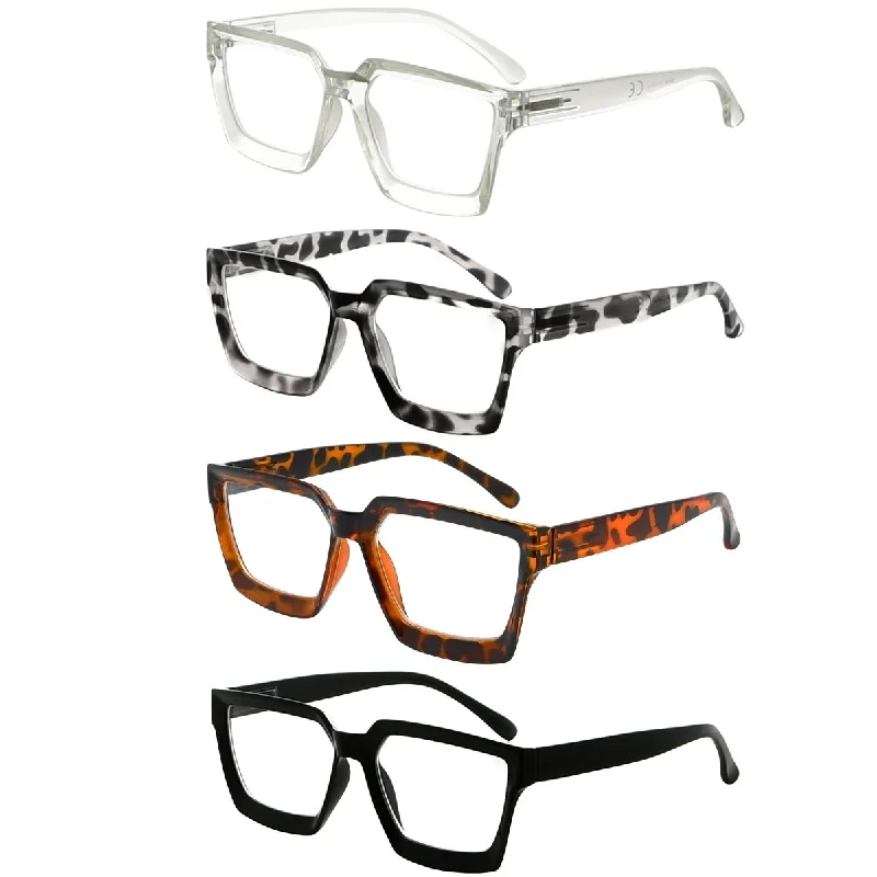 4 Pack Stylish Reading Glasses Thicker Frame Readers R2003