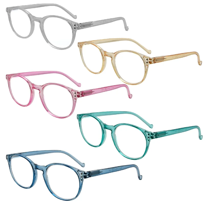 5 Pack Elegant Reading Glasses Round Readers R9115C