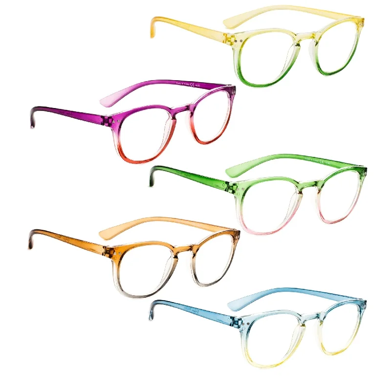 5 Pack Oval Fashion Design Reading Glasses 3-R144