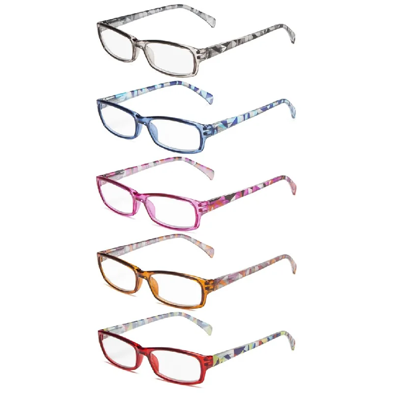 5 Pack Stylish Funky Reading Glasses Chic Readers RT1803-A