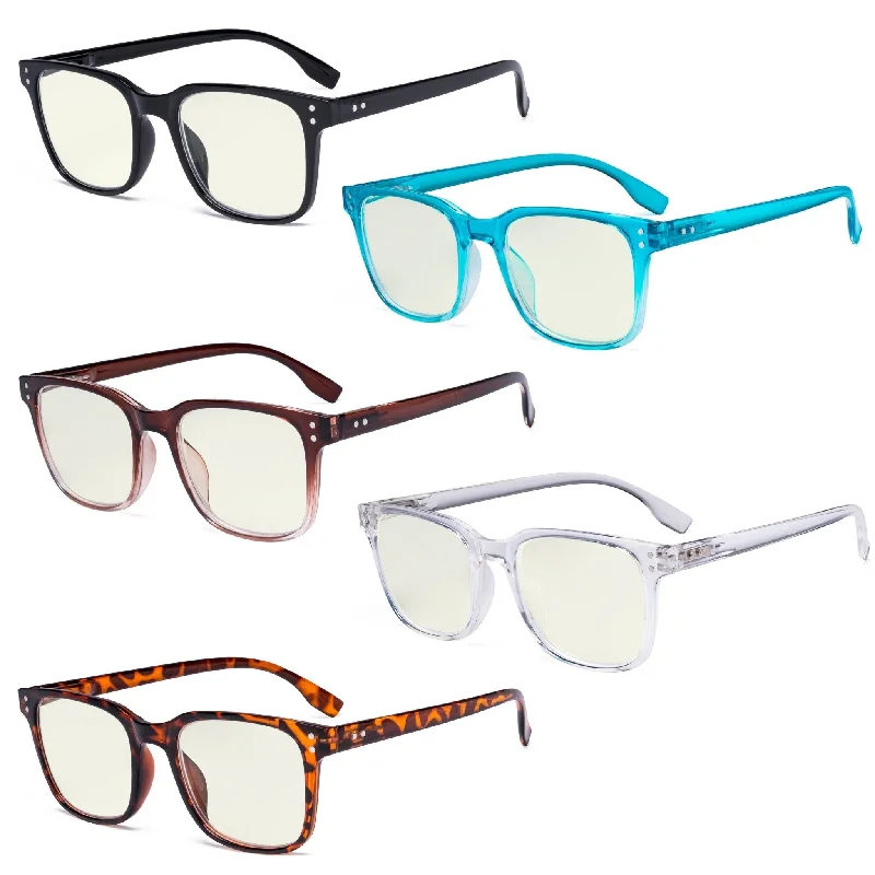 5 Pack Stylish Blue Light Filter Reading Glasses UVRT1804