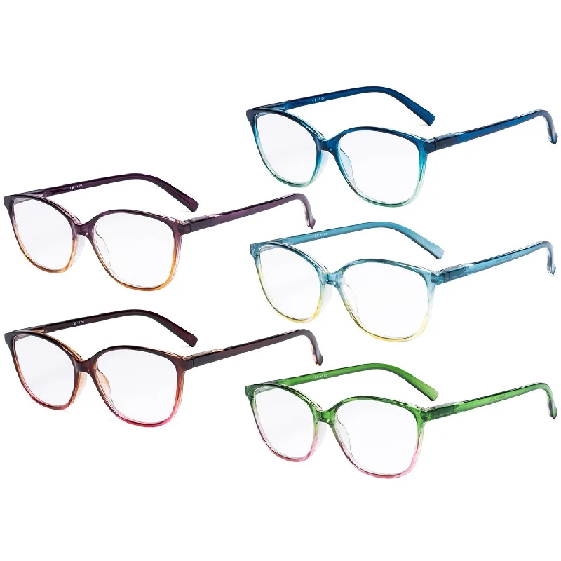 5 Pack Cat-eye Two-tone Reading Glasses Stylish Readers RFH2-A