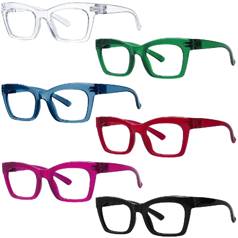 6 Pack Metalless Screwless Thick Frame Reading Glasses R2308