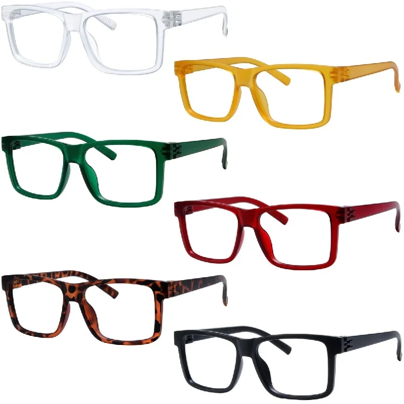 6 Pack Oversized Metalless Screwless Reading Glasses R2508