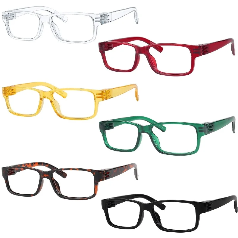 6 Pack Metalless Thick Spring Hinge Reading Glasses NR032