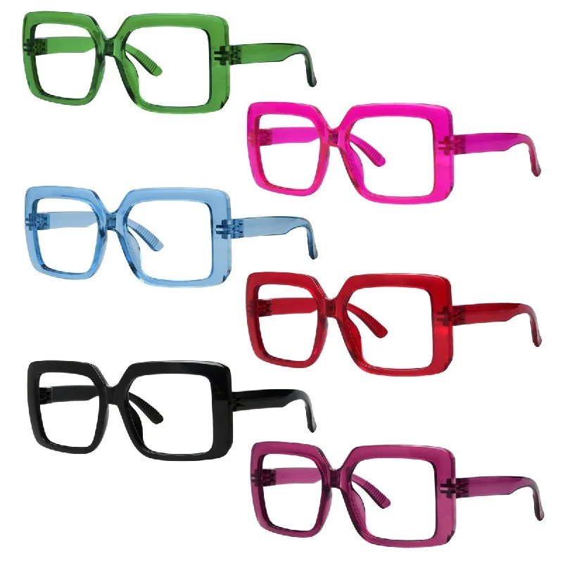 6 Pack Oversized Screwless Metalless Reading Glasses R2311