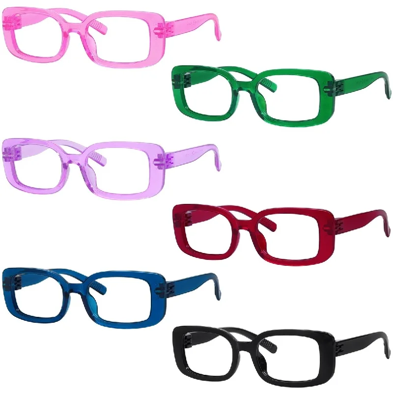 6 Pack Rectangle Screwless Metalless Reading Glasses R2502