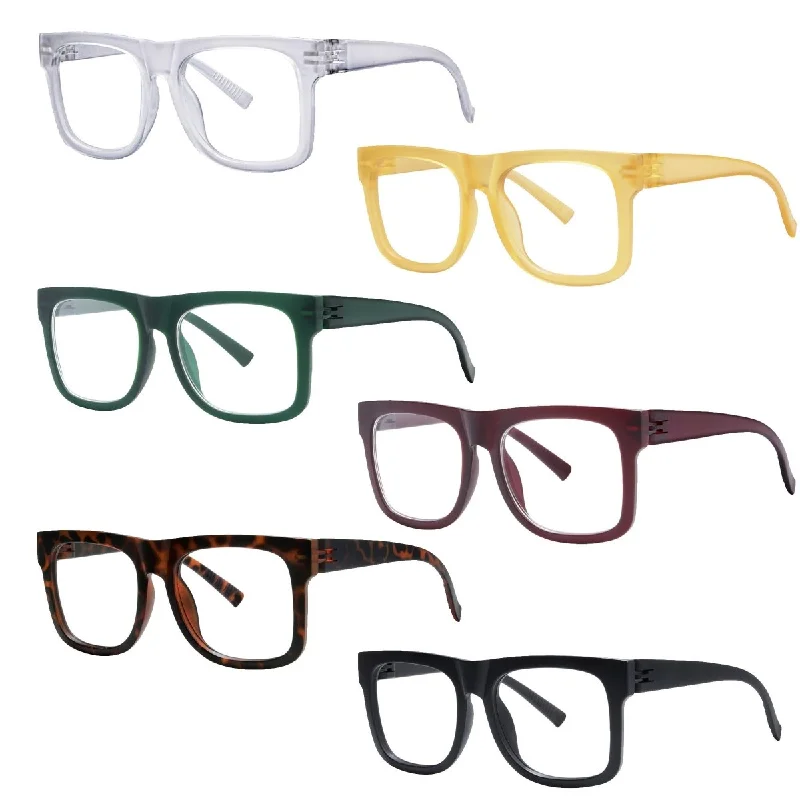 6 Pack Screwless Metalless Oversized Reading Glasses R2316