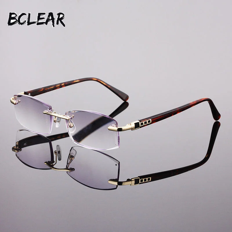 Bclear Brand Men's Reading Glasses Rimless+1.00 To +4.00