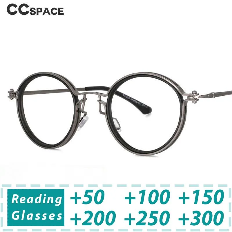 CCspace Unisex Full Rim Round Alloy Reading Glasses R53813