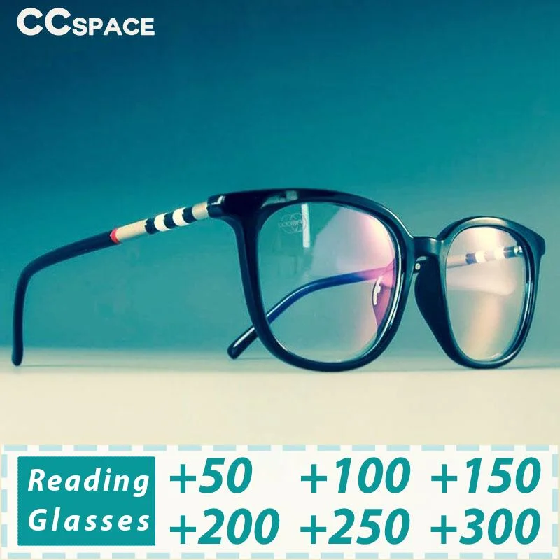 CCspace Unisex Full Rim Round Square Tr 90 Titanium Reading Glasses R47892