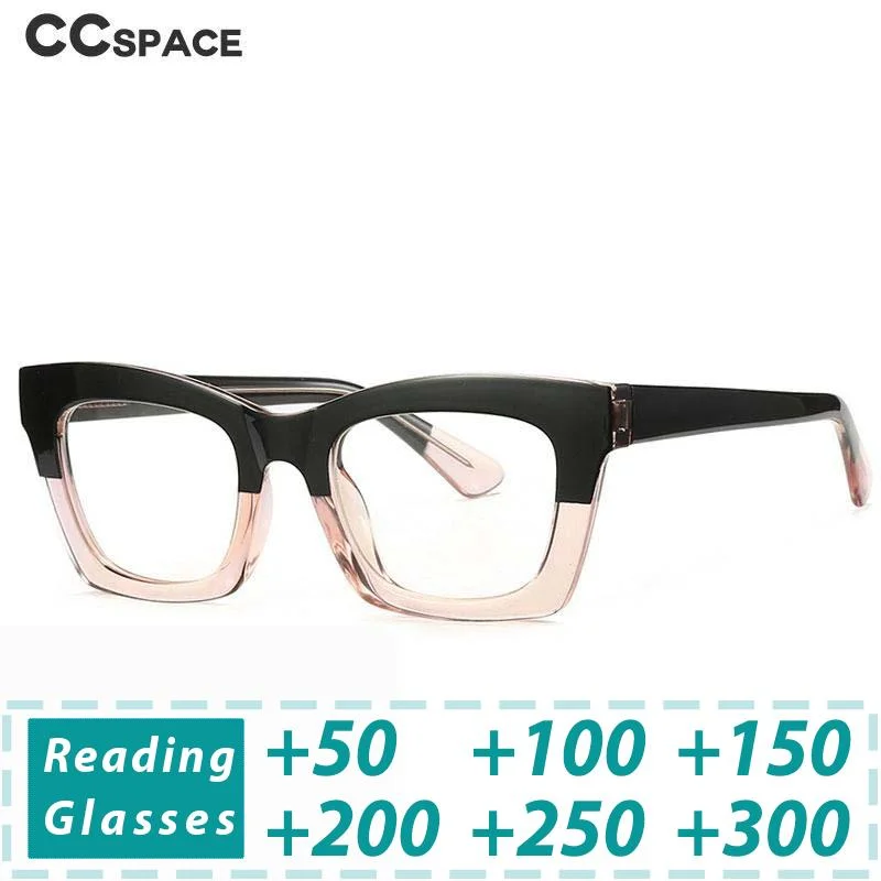 CCspace Unisex Full Rim Square Cat Eye Tr 90 Titanium Reading Glasses R49524