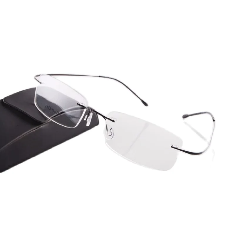 Chashma Ottica Unisex Rimless Rectangle Titanium Presbyopic Reading Glasses Ch023