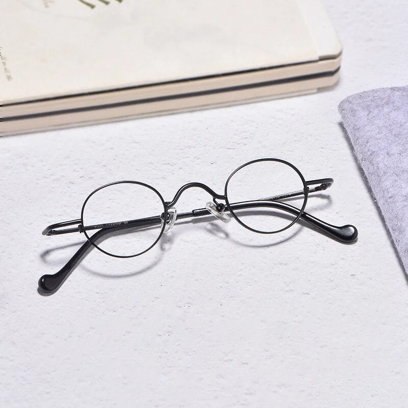 Cubojue Unisex Full Rim Small Round Titanium Eyeglasses