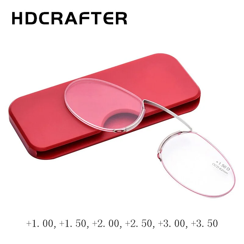 Hdcrafter Unisex Rimless Titanium Frame Clip Nose Bridge Reading Glasses Jb01