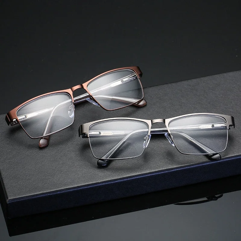 Hotony Men's Full Rim Square Alloy Frame Reading Glasses R89865