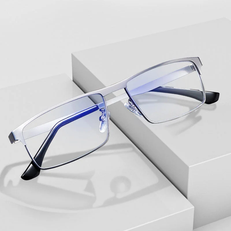 Hotony Unisex Full Rim Square Alloy Frame Anti Blue Light Reading Glasses 9013