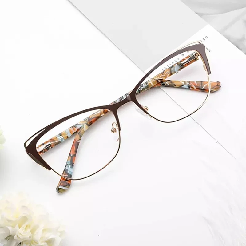 Kansept Women's Full Rim Cat Eye Stainless Steel Acetate Reading Glasses 8805