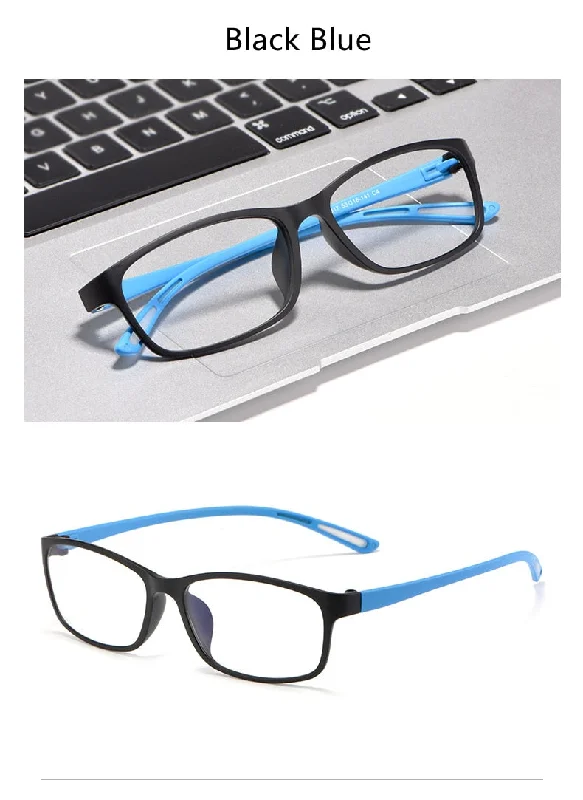 KatKani Unisex Black Blue Matte Black Reading Glasses Anti Blue Light BF-13017