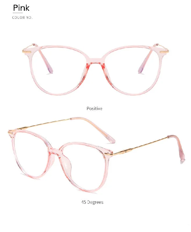 KatKani Unisex Full Rim Myopic Anti Blue Light Reading Glasses Pink K1696