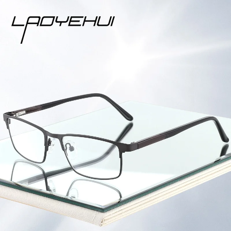 Laoyehui Unisex Full Rim Square Alloy Reading Glasses Anti Blue Light 18049