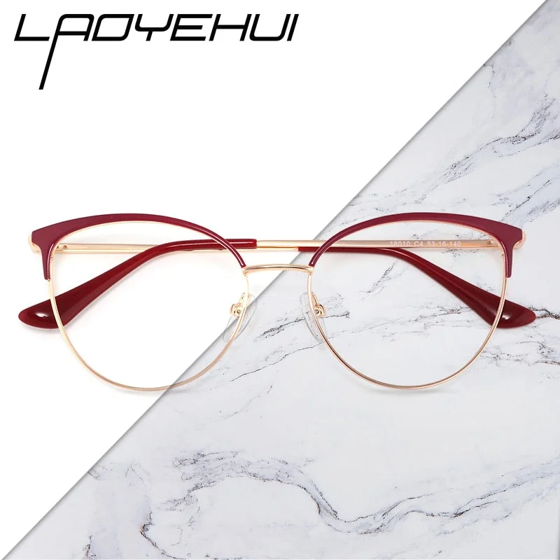 Laoyehui Women's Eyeglasses Cat Eye Alloy Frame 18010