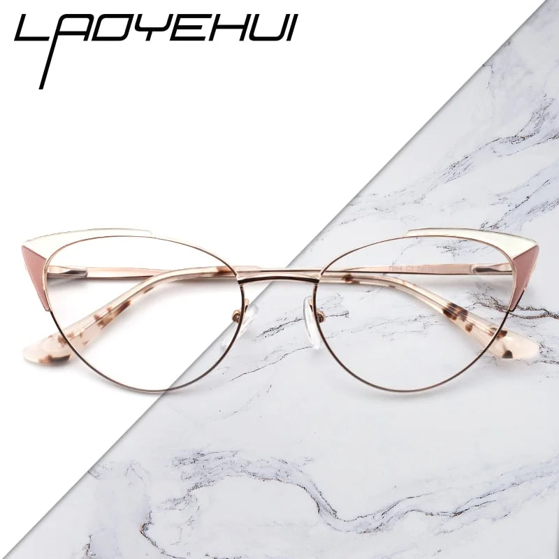 Laoyehui Women's Eyeglasses Cat Eye Alloy Reading Glasses 1994