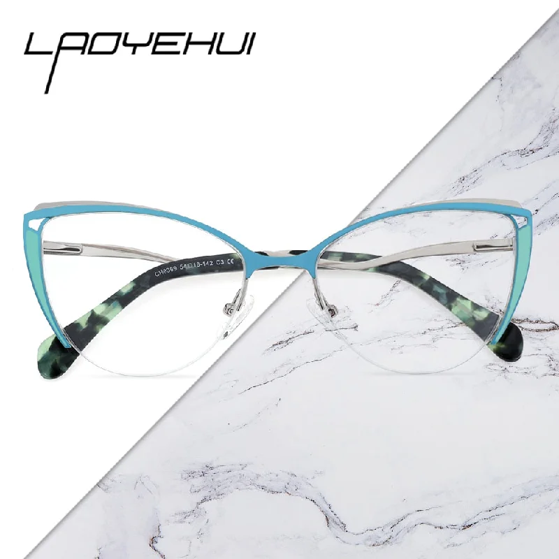 Laoyehui Women's Eyeglasses Cat Eye Alloy Reading Glasses 8369