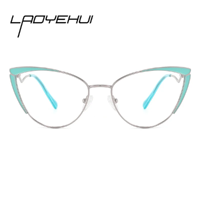 Laoyehui Women's Full Rim Cat Eye Alloy Hyperopic Reading Glasses Anti Blue Light Glg8908