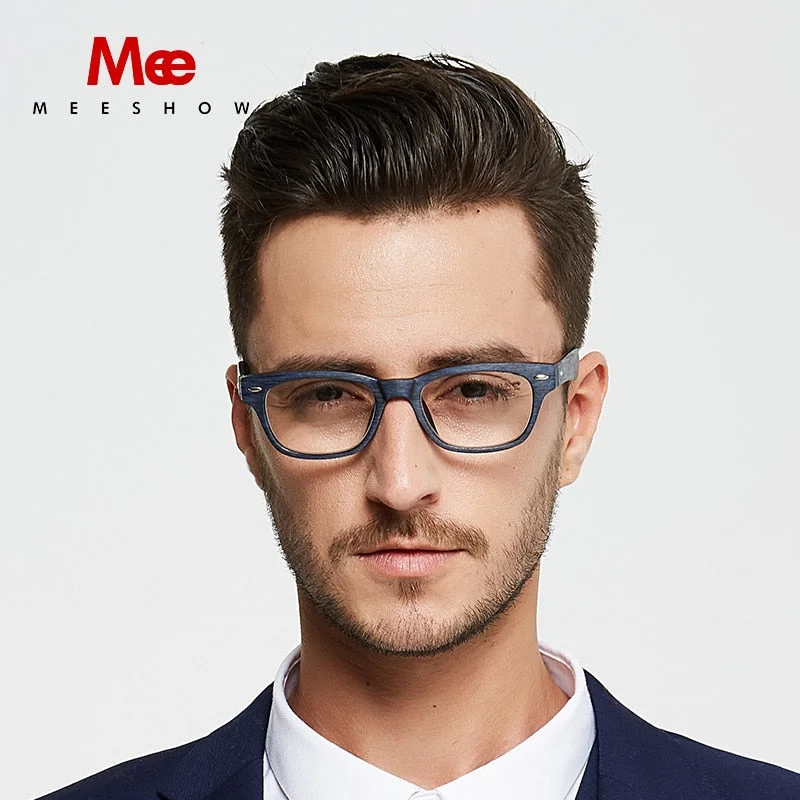 Meeshow Men's Full Rim Square Polycarbonate Reading Glasses 1512