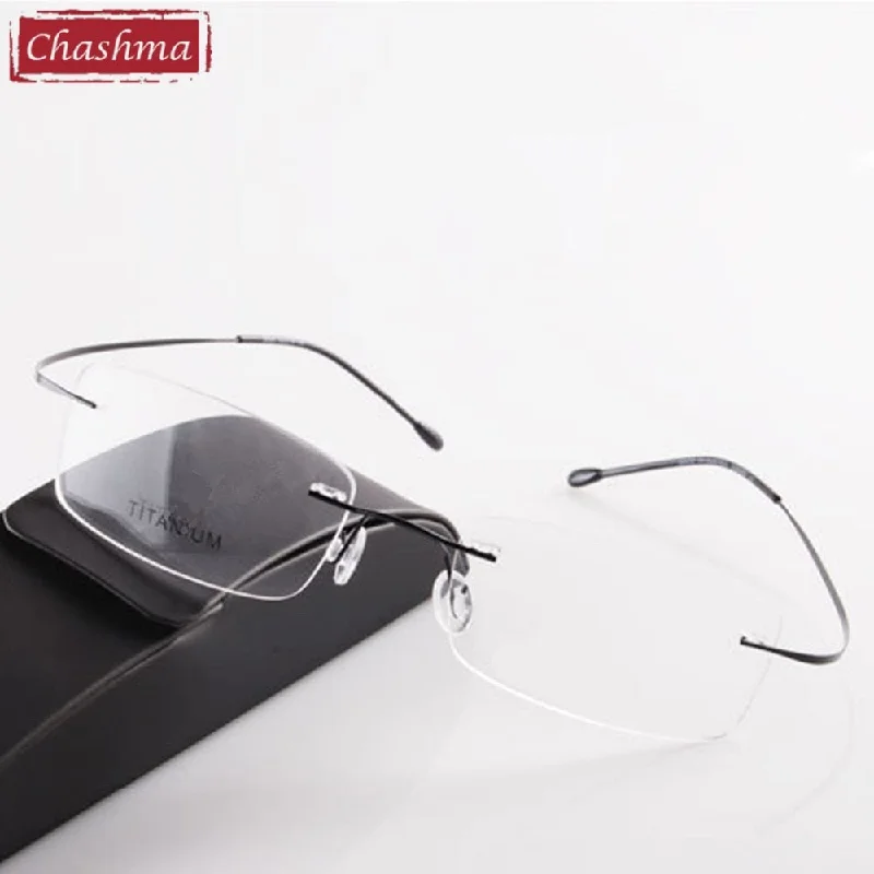 Chashma Men's Rimless Square Titanium Reading Glasses H044