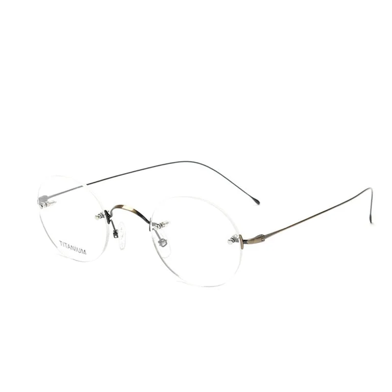 Yujo Men's Rimless Titanium Round Reading Glasses Y003