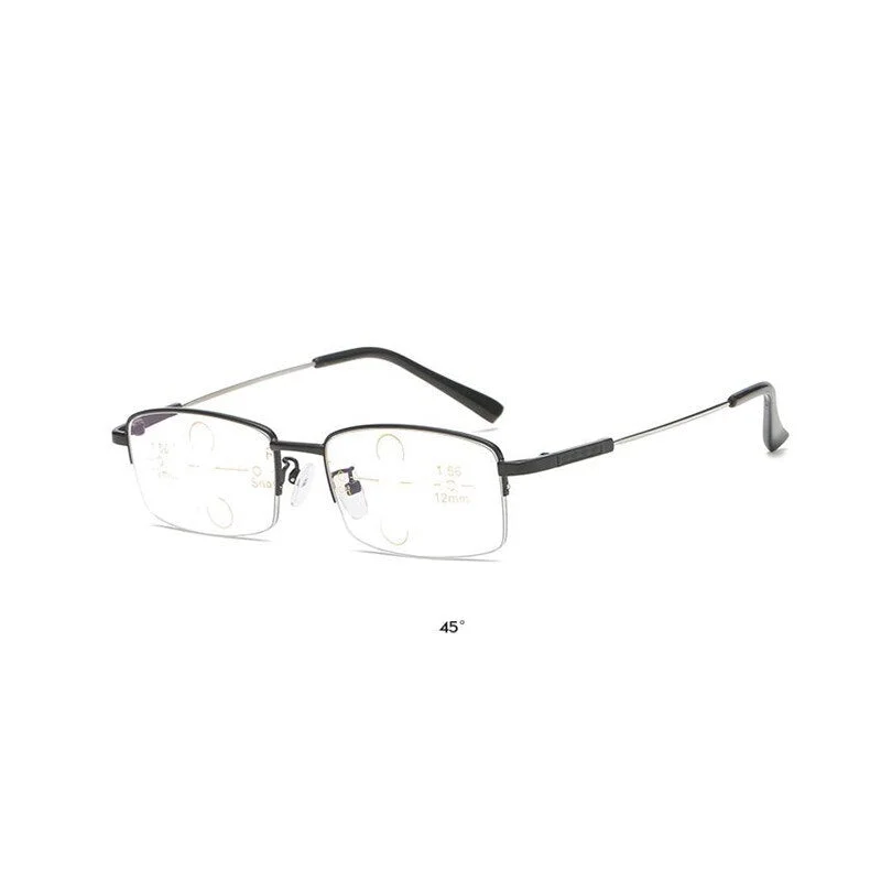 Brightzone Men's Full Rim Square Titanium Progressive Reading Glasses