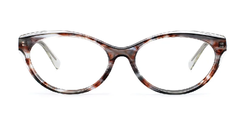 Multicolored Crystal Oval Reader Frame A17394 Crystal brown