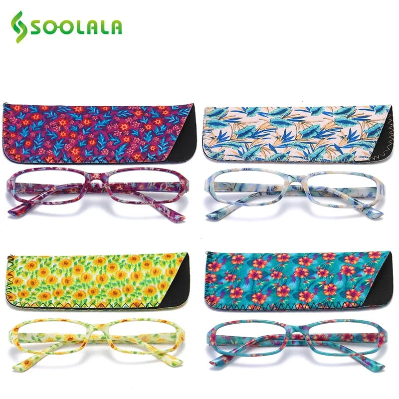 Soolala 4Pc Women's Full Rim Rectangle Polycarbonate Reading Glasses 1860