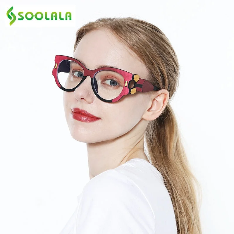 Soolala Women's Full Rim Big Cat Eye Acetate Reading Glasses 38682