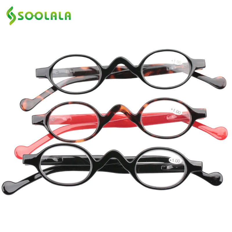 Soolala 3 Pc Unisex Full Rim Small Round Polycarbonate Reading Glasses 7245