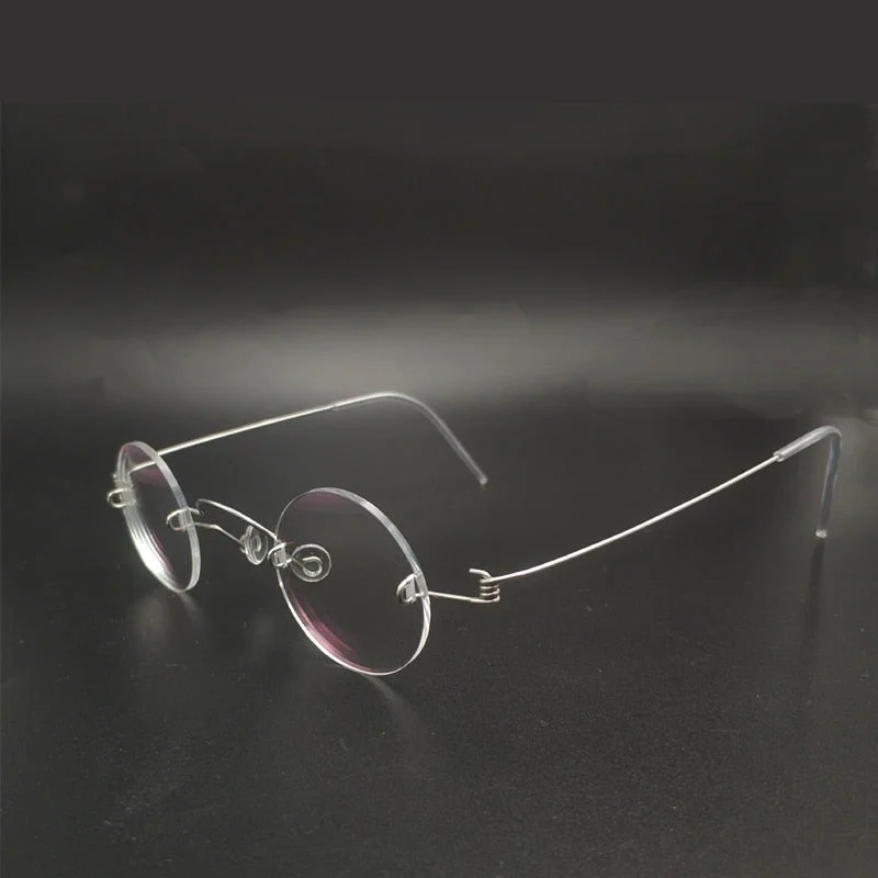 Yujo Unisex Rimless Small Round Screwless Stainless Steel Reading Glasses Y020