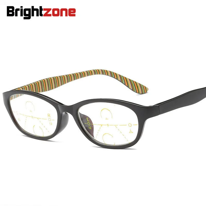 Brightzone Unisex Full Rim Oval Tr 90 Titanium Progressive Reading Glasses