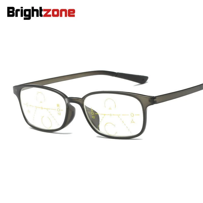 Brightzone Unisex Tr 90 Square Titanium Full Rim Progressive Reading Glasses T889