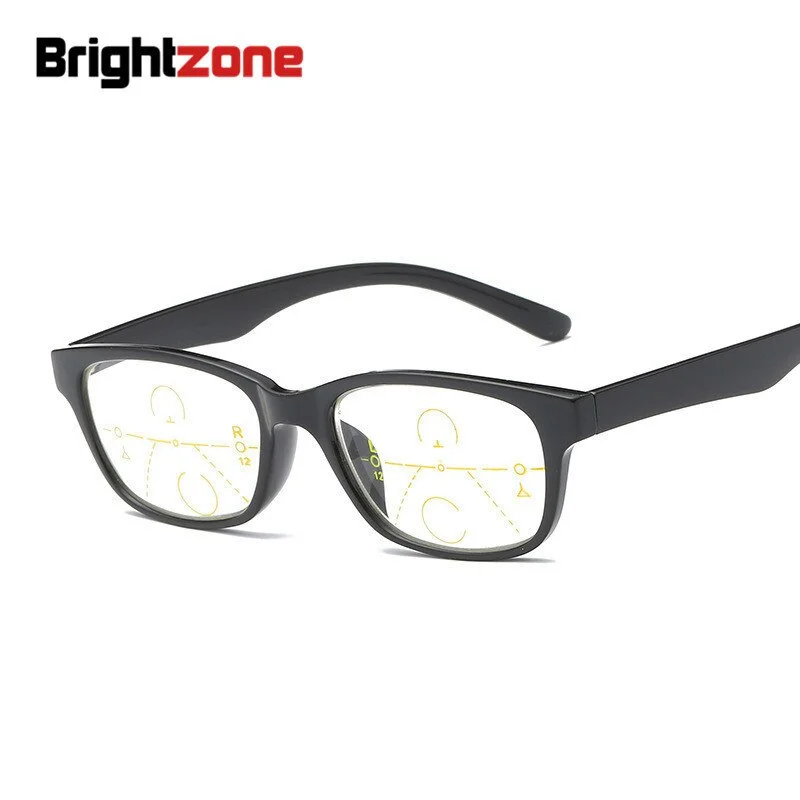 Brightzone Unisex Full Rim Square Tr 90 Titanium Progressive Reading Glasses P994