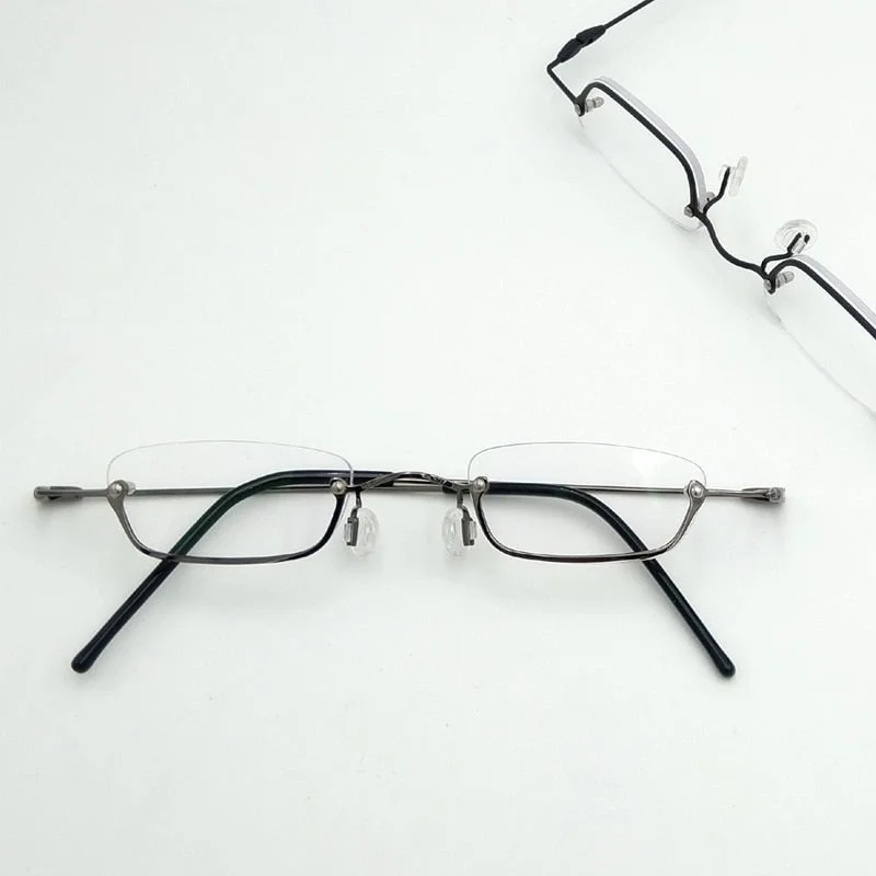 Yujo Unisex Small Square Semi Rim Stainless Steel Reading Glasses Y037